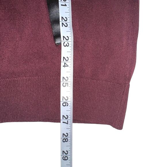 NWT INC International Concepts Men Zip Up Faux Leather Trim Burgundy Cardigan L - Picture 7 of 7